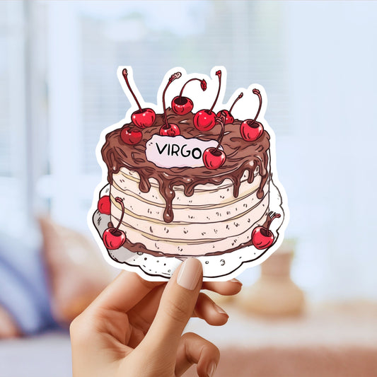 Virgo Zodiac Astrological Birthday Cake Sticker - Funny, Cute, Stickers, Notebook, Laptop, Water Bottle, Helmet Gift for him and her