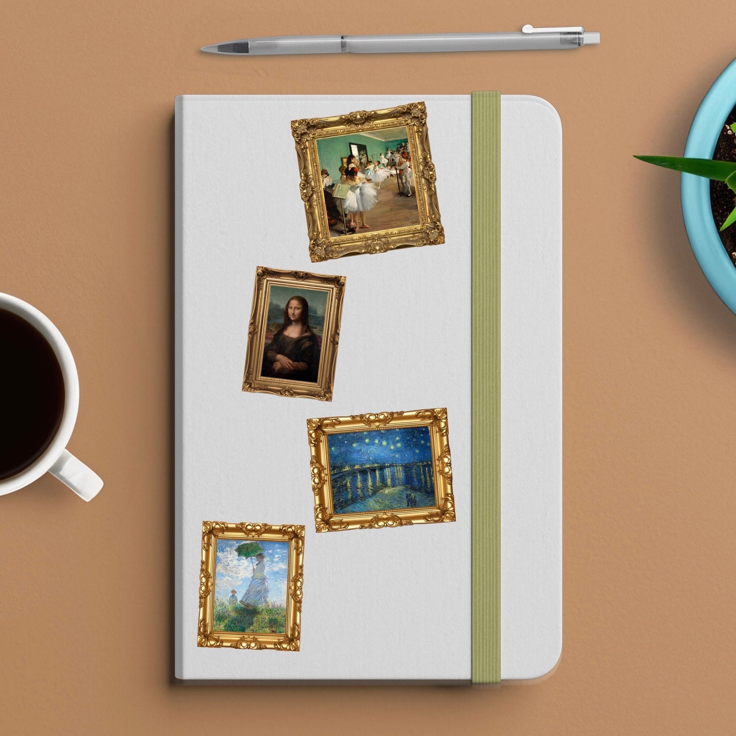The dance class by edgar degas in frame sticker - for art lovers, water bottle, cellphone, case, laptop, weatherproof, sticker, art print
