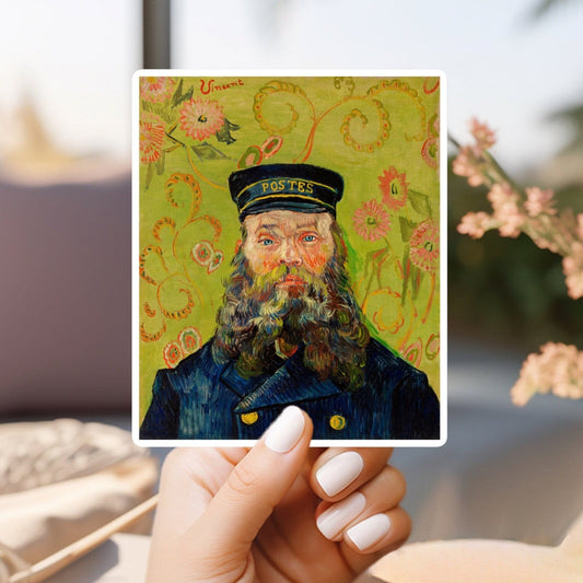 Vincent van gogh's the postman sticker | for water bottle, hardhat, skateboard, laptop, phone case, weatherproof, vinyl
