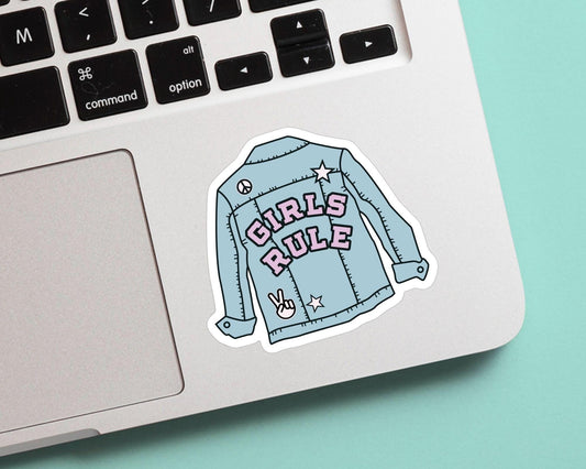 Girls Rule Denim Jacket - Daily affirmation, motivational quotes, inspirational, girl power, vinyl sticker, for laptop, gift for him and her