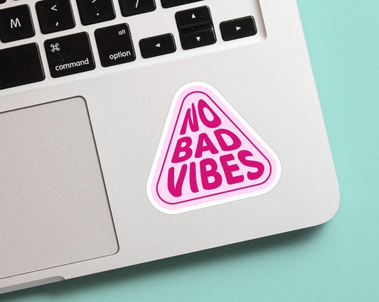 No Bad Vibes Sticker - Cute, Colorful, Fun Floral Stickers, Great for Water Bottles, Gifts for Him and Her, Great for journaling