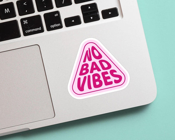 No Bad Vibes Sticker - Cute, Colorful, Fun Floral Stickers, Great for Water Bottles, Gifts for Him and Her, Great for journaling