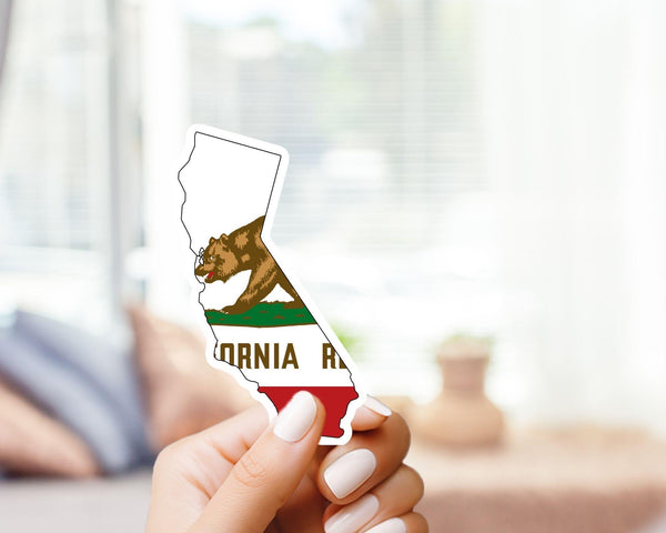 California Flag Grizzly Bear California Sticker - California, SO CAL, Los Angeles, Vinyl Sticker, Cute, Floral, Gift for him her