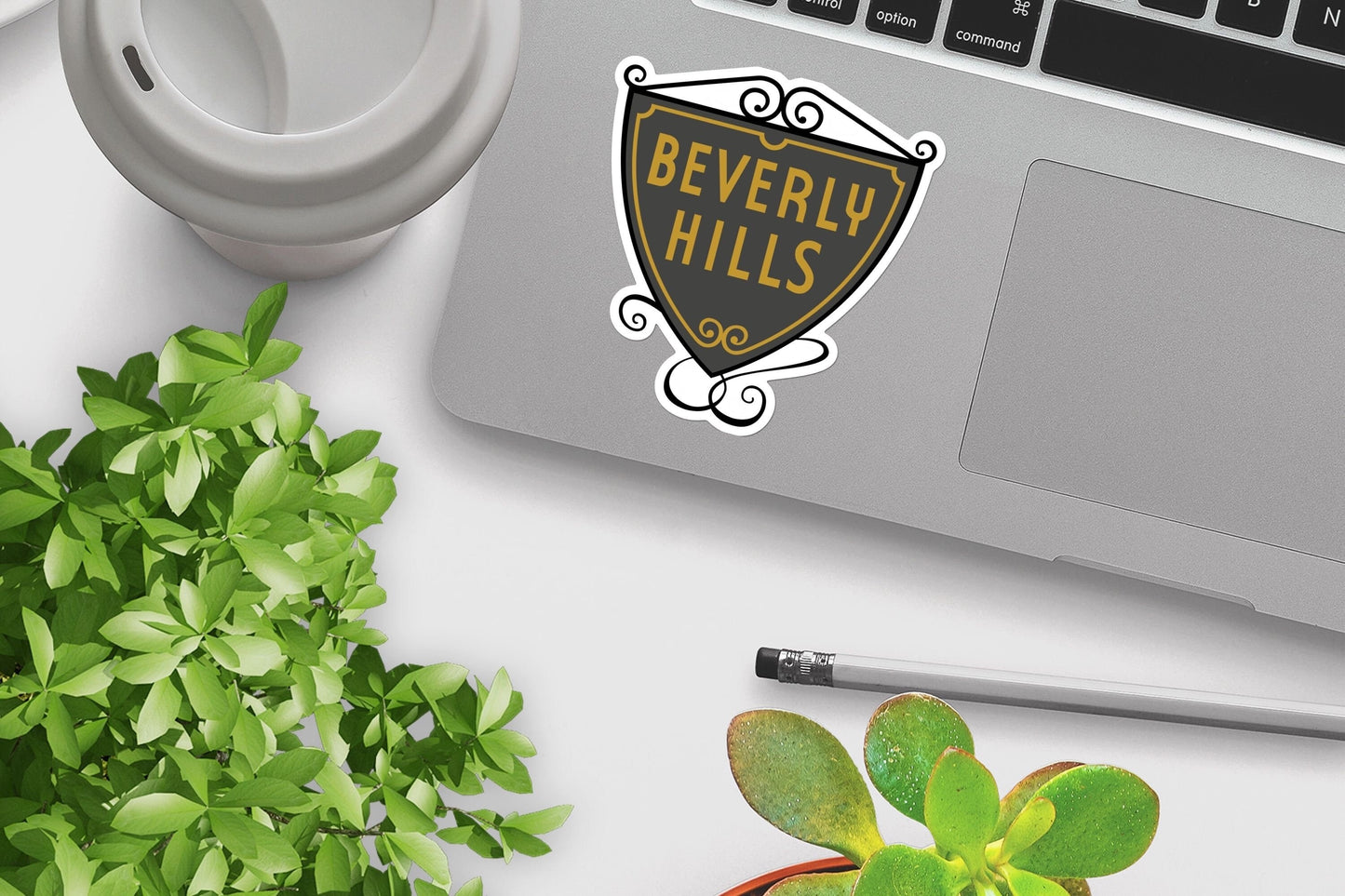 Beverly Hills Hotel Sign Sticker - Famous Signs, Vinyl Sticker, For Laptop, Water Bottle, Gift for him and her
