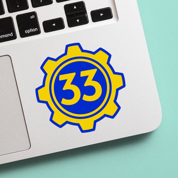 Vault-Tec Vault 33 Logo - Vault-Tec Industries, Vault-Dweller, Gamer Nerd, Gifts for him and her, for Water Bottle, Laptop, Cellphone Case