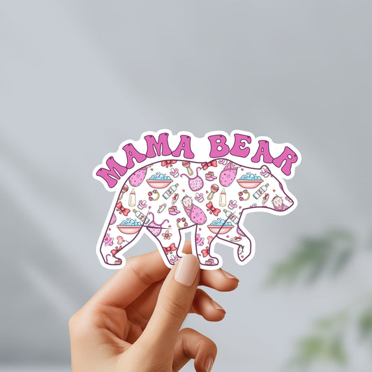 Mama bear girl mom  sticker - funny, mental health decal for laptop, water bottle, hydroflask, gift for him and her, mom, mama bear