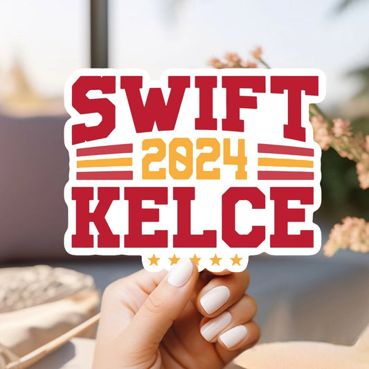 Swift kelce 2024 for president fan art | go taylor’s boyfriend sticker, funny, gifts for her for him, unique gifts, weatherproof sticker