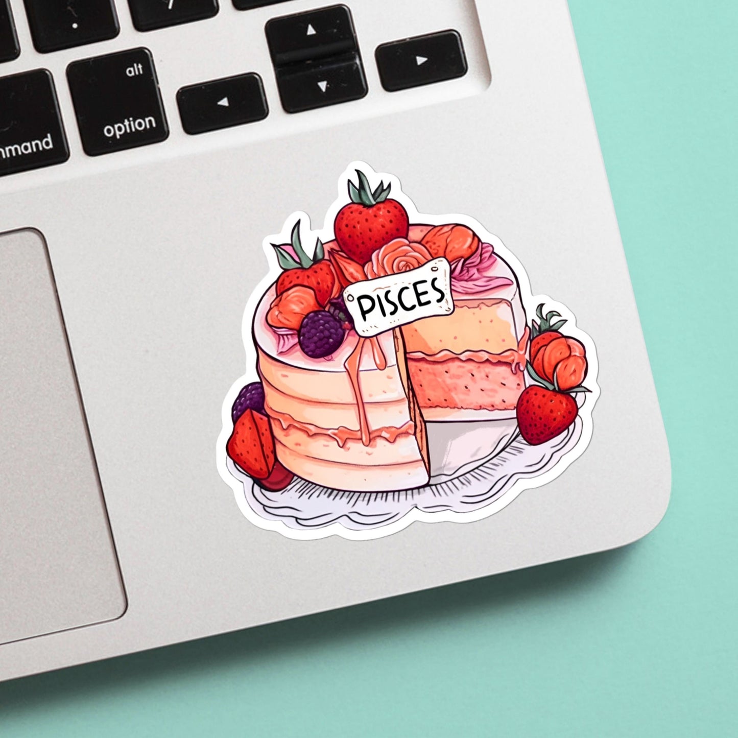 Pisces Zodiac Astrological Birthday Cake Sticker - Funny, Cute, Stickers, for Notebook, Laptop, Water Bottle, Helmet Gift for him and her