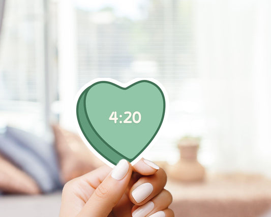 420 Valentine Candy Heart Sticker - Marijuana, Weed, Pothead, Funny Sticker, Gift for Him and Her, Cute, Minimalist, 420 Friendly, Funny